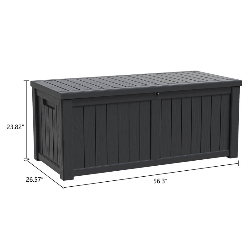 Modern Depo 120 Gallons Water Resistant Polypropylene(PP) Lockable Deck Box, Black