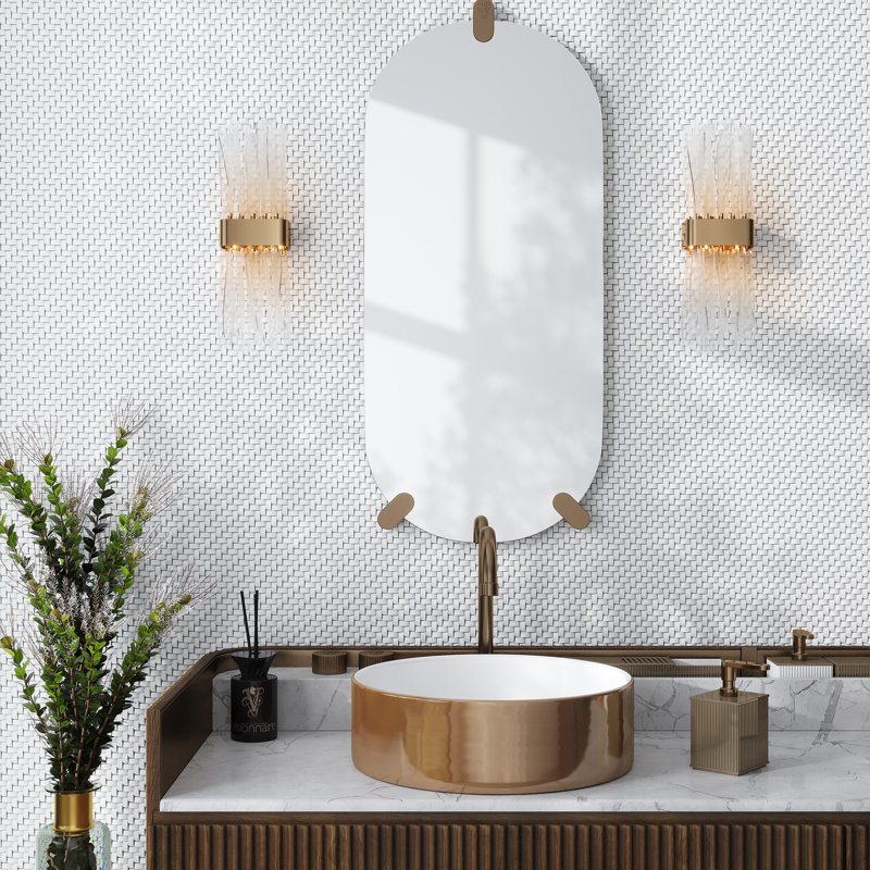 11.7" X 11.8" Glass Basketweave Mosaic Tile, White