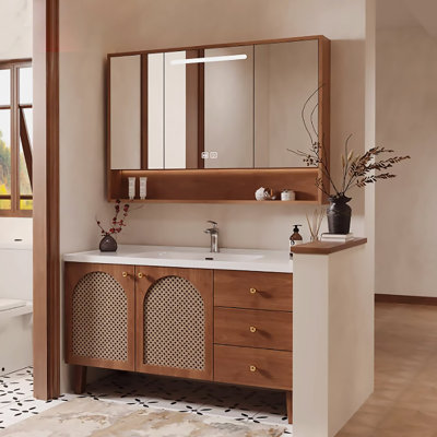 Meuble-lavabo en bois massif 47,64 po avec miroir