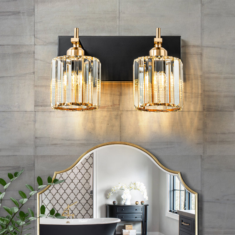Corless Dimmable Vanity Light, 2, Matte Black/Gold