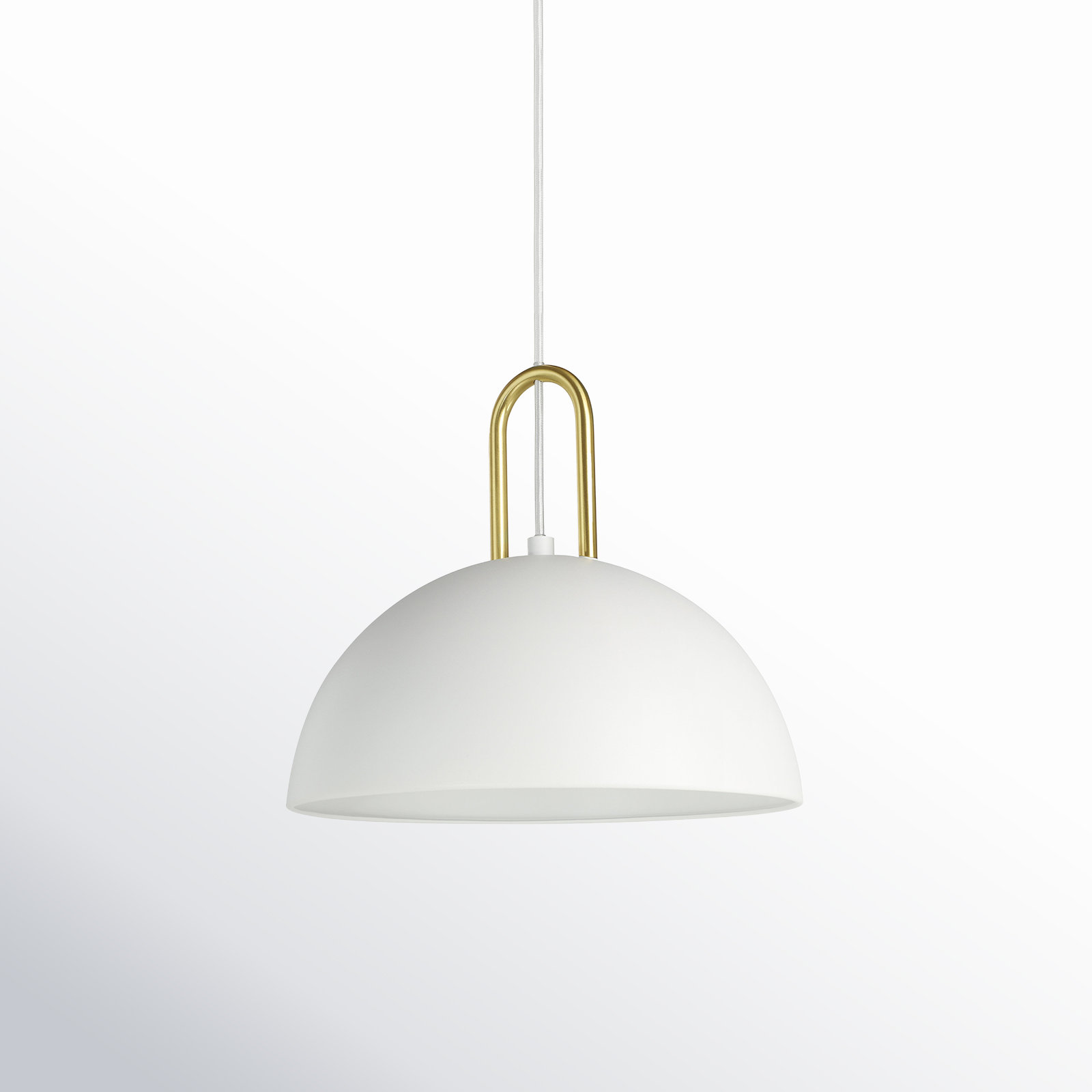 Dugan Single Light Metal Dimmable Pendant, White/Brushed Brass, White
