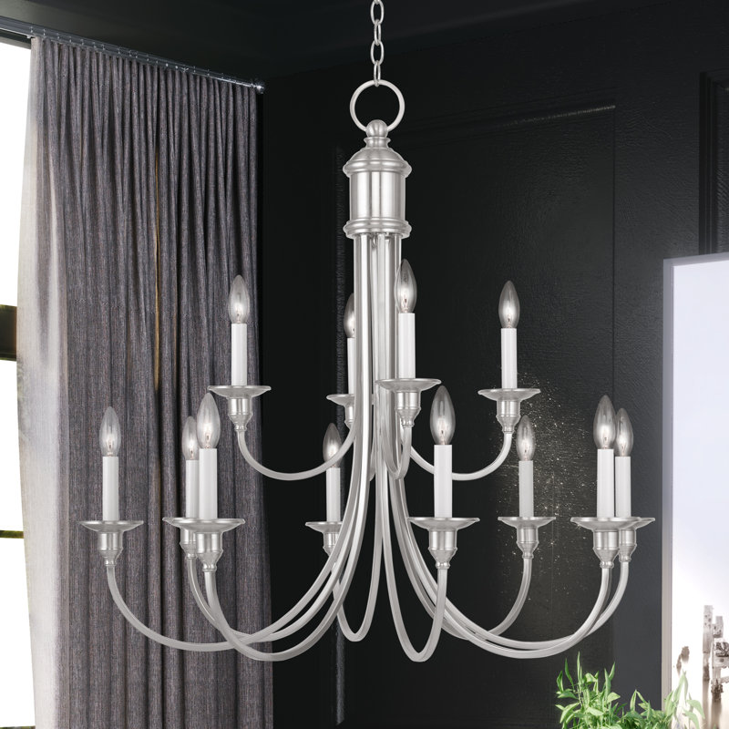 Eckard 12 - Light Dimmable Chandelier, Brushed Nickel