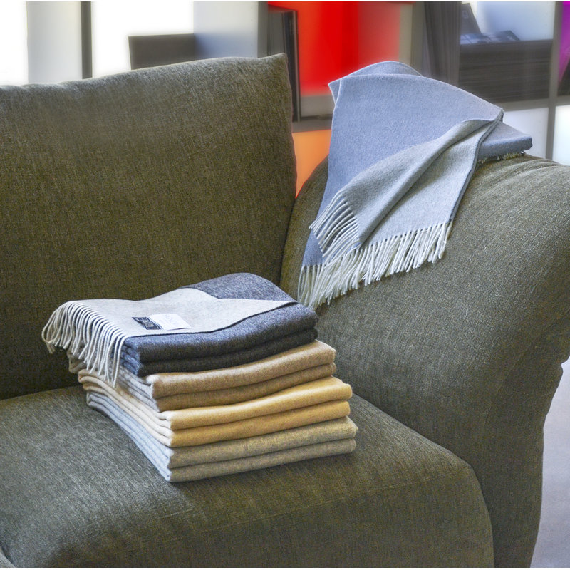 Dolomiti Hand Woven Throw Blanket, Pearl/Airforce Blue