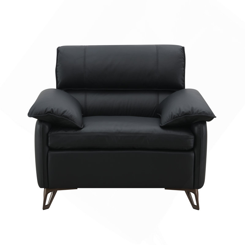 Fauteuil en cuir noir avec grain supérieur