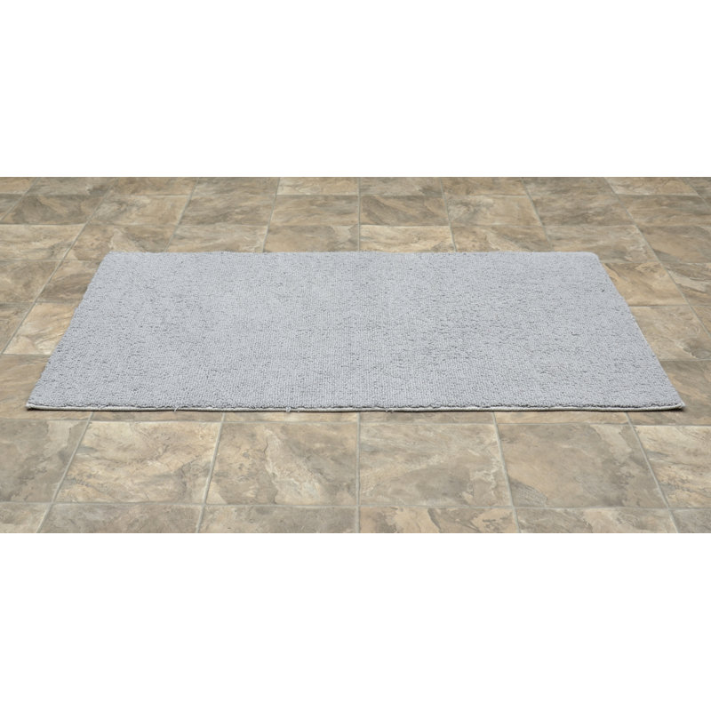 Roanoke Cotton Bath Rug with Non-Slip Backing, Platinum Gray, 30"W x 50"L