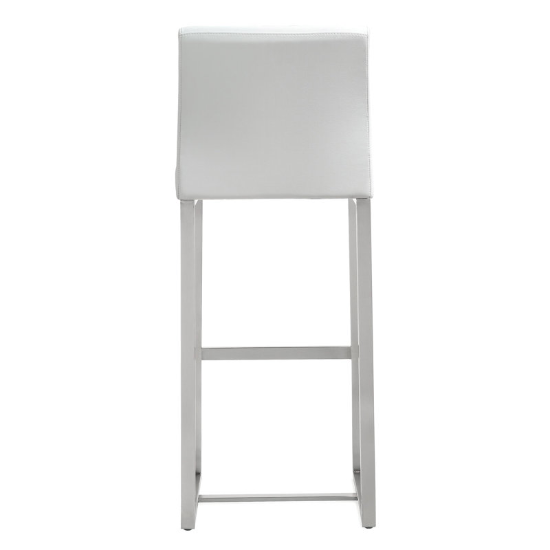 Upholstered Bar Stool, White/Silver, 78cm