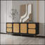 Buffet en rotin, armoire de rangement, console avec tablettes réglables pour le salon, la salle à manger et la chambre à coucher (noir)