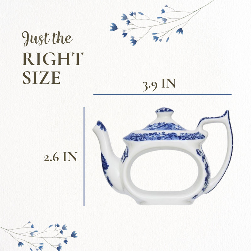 Spode – Blue Italian – Teapot Napkin Rings – BlueWhite, Set of 4