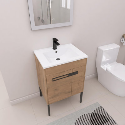 Kashiram 24.03'' Single Bathroom Vanity with Ceramic Top