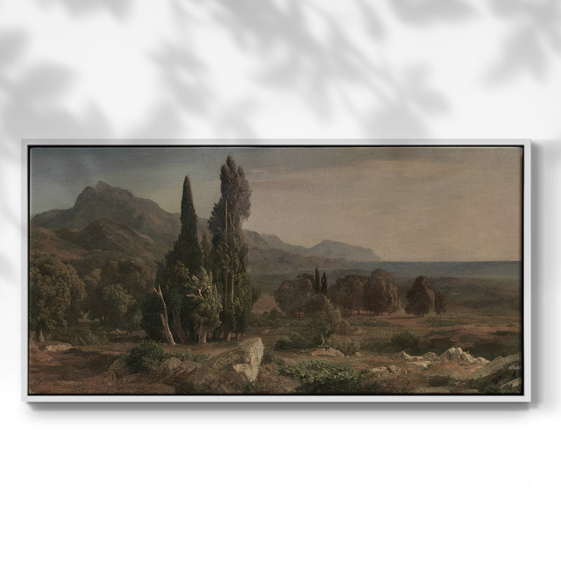 Série paysage - Dxciii - Toile tendue avec châssis encadré - Prêt à être accroché, H 21 po x l 41 po, Blanc