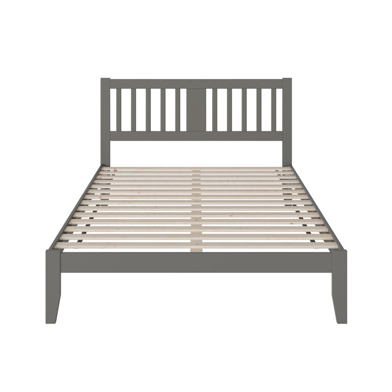 Lit plateforme en bois massif Zosia, Gris, Grand