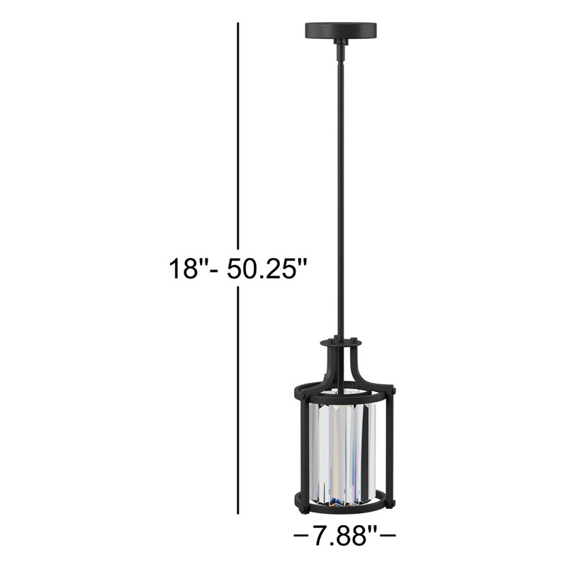 Luminaire suspendu de style lanterne géométrique 1 lumière Bunton, Nickel poli