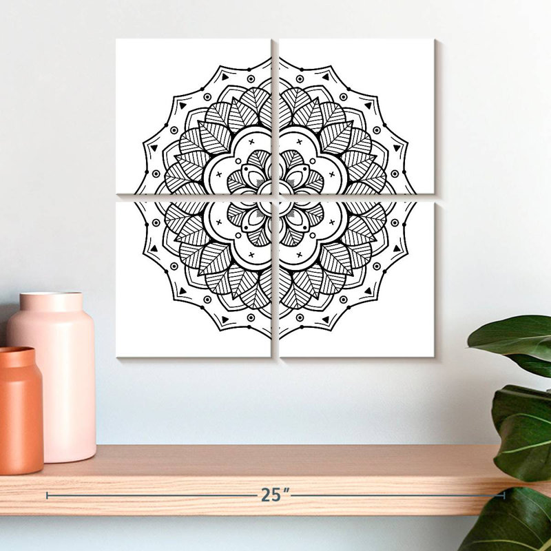 Mandala BW, H 18 po x l 18 po