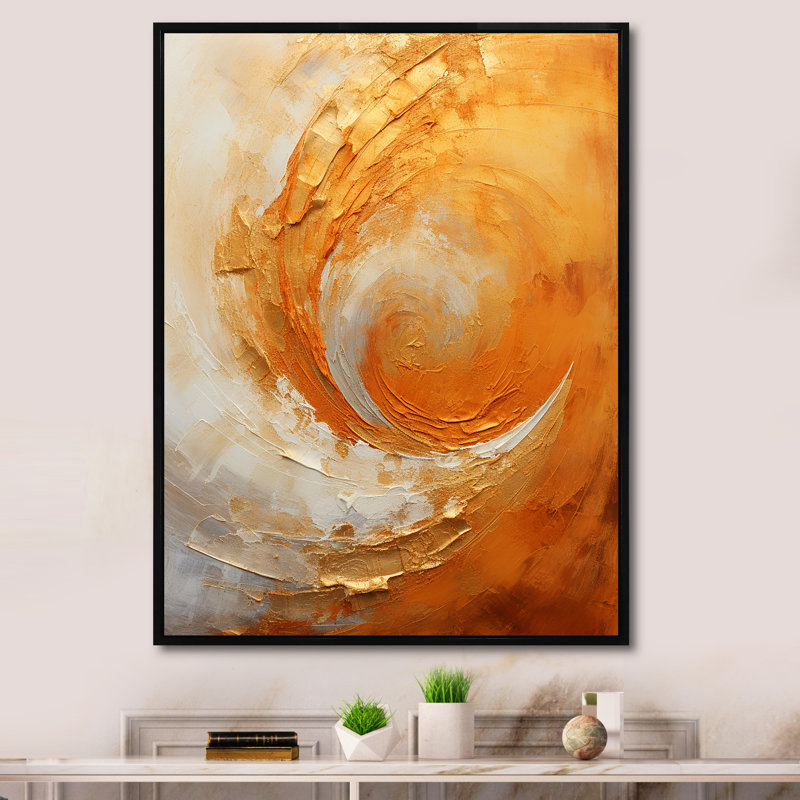 «Gold Orange Desert Mirage Spiral II - Abstract Spirals», art mural sur toile, H 44 po x l 34 po x P 1,5 po