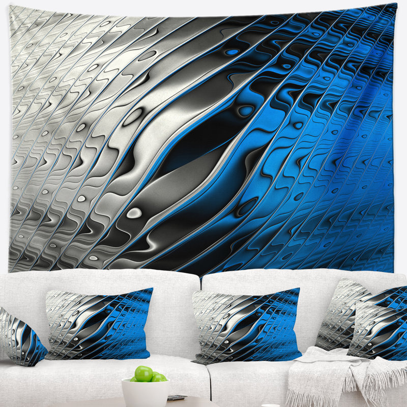 Tapisserie abstraite art fractal jaune, H 50 po x l 60 po