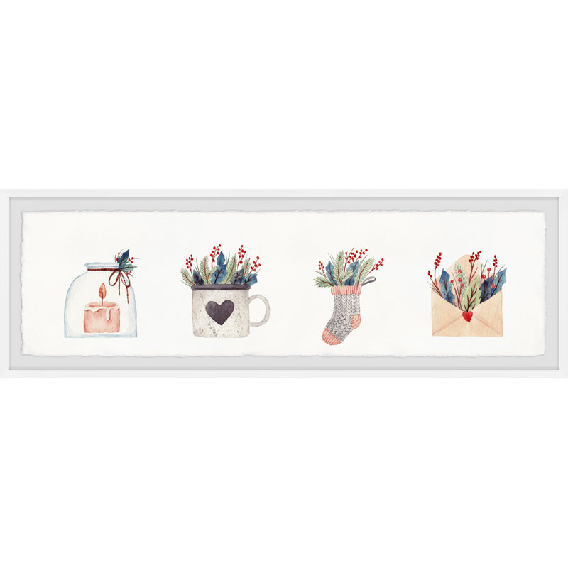 Feathers And Jars - Single Picture Frame Panoramic Painting, 25cm H x 76cm W x 3.81cm D