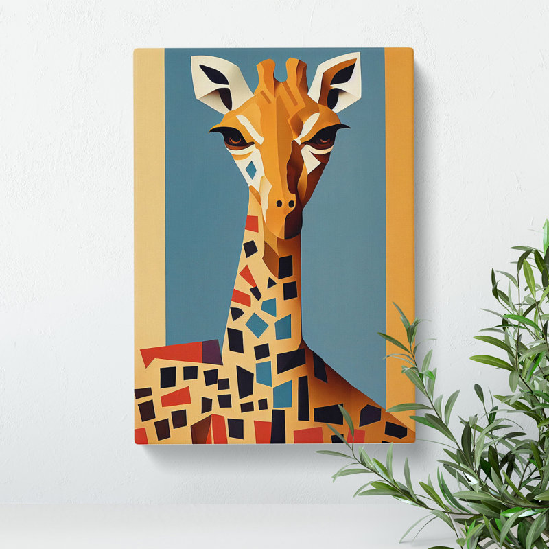 Geometric Giraffe No.2 Abstract - Wrapped Canvas, 50cm H x 35cm W x 3cm D
