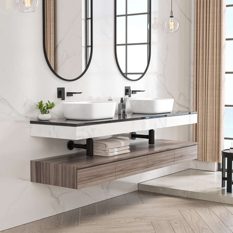 Salerno 18" L x 13'' W Vitreous China Rectangular Vessel Bathroom Sink, White