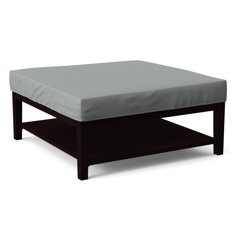 Hammond Square Ottoman, Light Blue and White Stripe; 0256-54, Java Finish