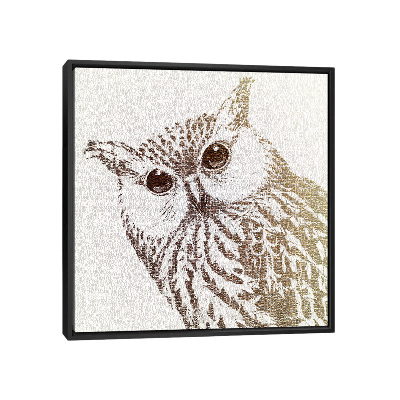 «The Intellectual Owl I», impression sur toile, H 26 po x l 26 po x P 1,5 po, Toile avec cadre noir, Pas de tapis