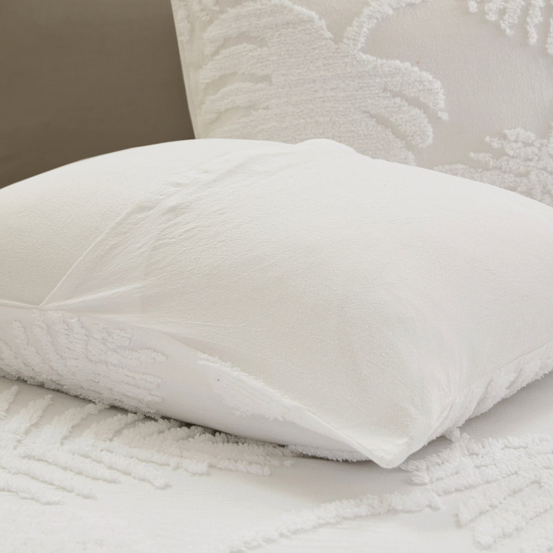 Ensemble de couette 3 pièces en chenille de coton imprimé, taille Queen, style bord de mer, tropical