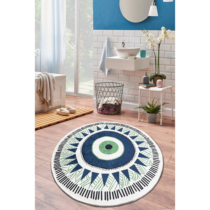 Tapis de bain antibactérien 100% polyester, 55,1 po x 23,6 po | Sous-tapis antidérapant, hauteur des poils: 0,4 po | Design élégant gris, bleu foncé et vert | Lavable à la machine, facile d'entretien pour la sécurité et le confort de la salle de bain