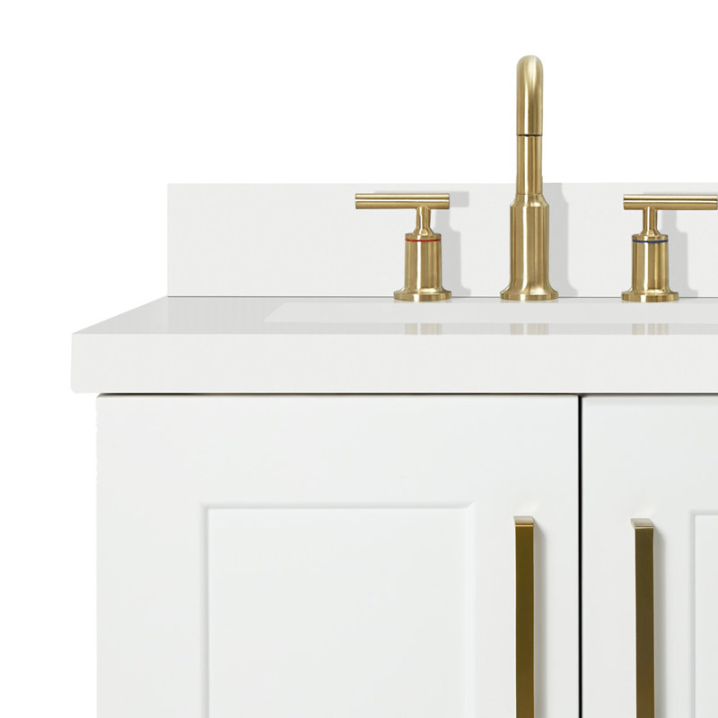 37 IN.  Single Bathroom Vanity, White, Rectangular, Left