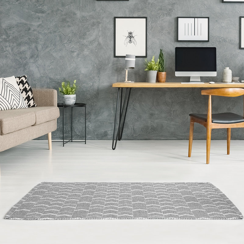 Tapis de zone grise à chevrons lineed, Rectangle 8 pi x 10 pi