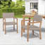 Ensemble de 2 chaises de salle à manger d'extérieur, structure en bois d'acacia teck clair et osier PE brun clair, idéal pour les patios et les jardins