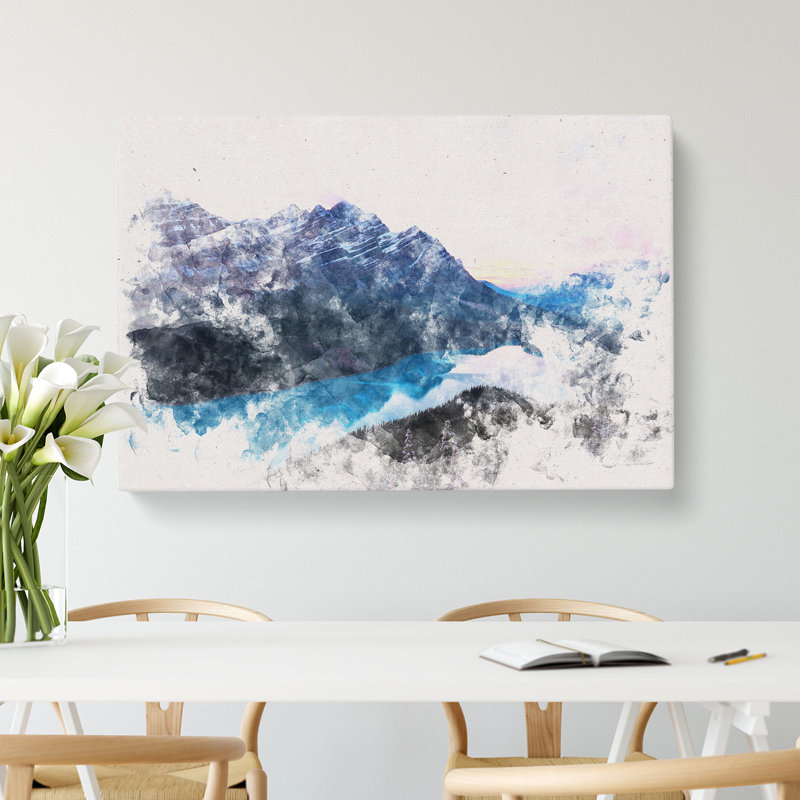 Peyto Lake In Alberta Canada Watercolour - Wrapped Canvas Print, 50cm H x 76cm W x 3cm D