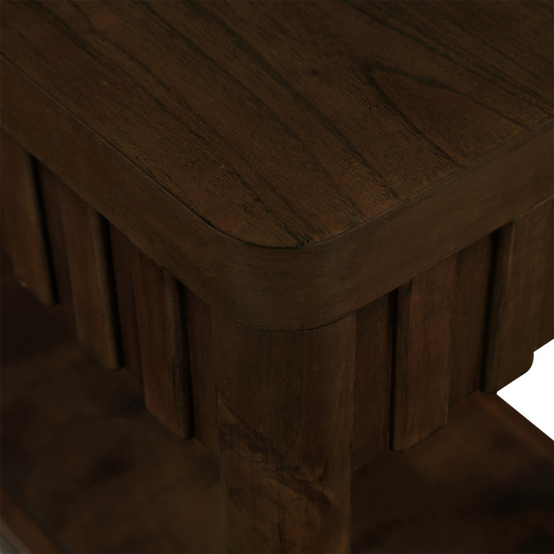 25'' Rectangular Farmhouse End Table With Storage Shelf, Sofa Side Table With Solid Wood Legs For Living Room, Bedroom, Office