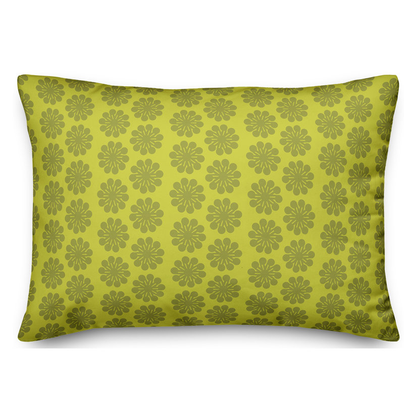 Coussin floral, Vert / Gris