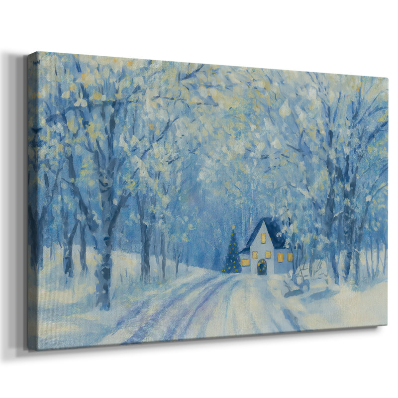 «Icy Manger at Twilight» - Toile tendue avec châssis de qualité supérieure, H 12 po x l 18 po