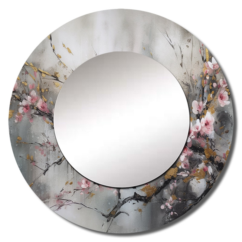 Pyotr, fleur d'orchidée rose, forêt, miroir mural floral, 23 po x 23 po
