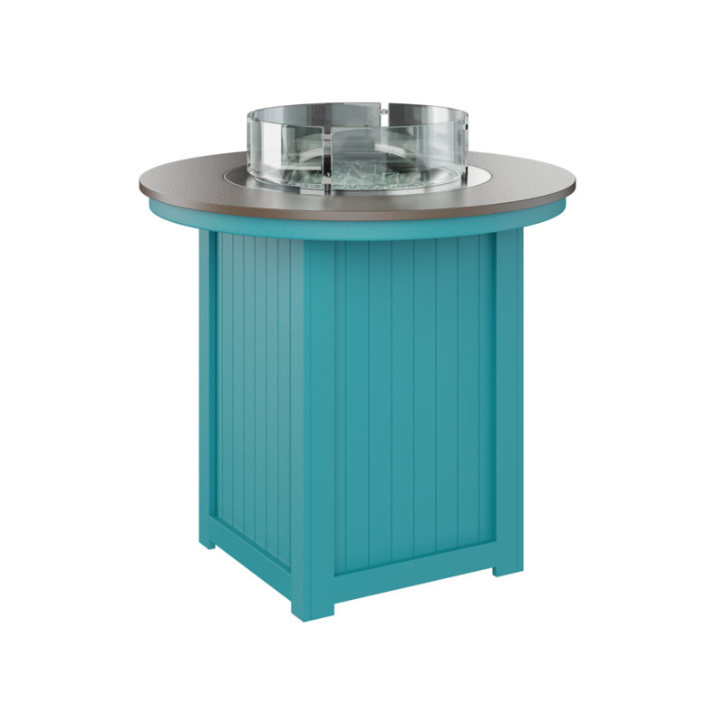 Foyer de table avec barre ronde 44 po Berlin Gardens Donoma, 39" H x 44" W x 44" D, Bronze martelé avec base bleu Aruba