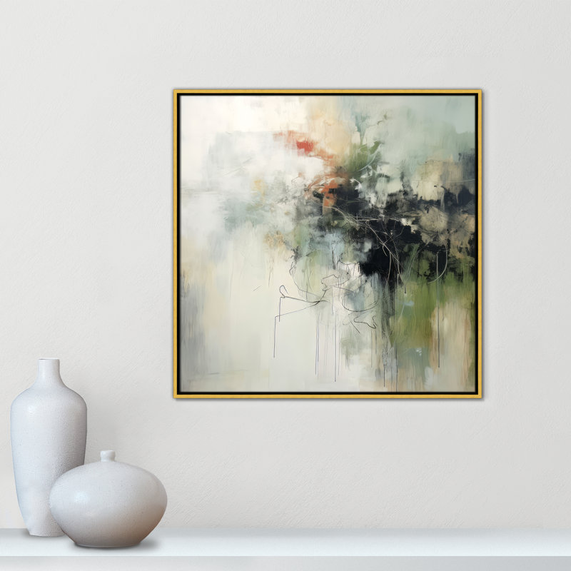 «Green Abstraction I Print» par Irena Orlov, Toile avec cadre, Flotteur doré, L 31,5 po x H 31,5 po