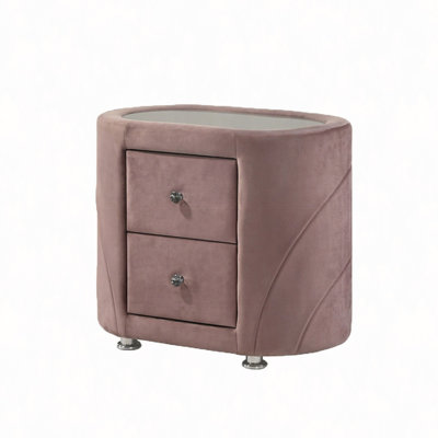 Nightstand, Velvet Upholstered Nightstand With 2 Drawers