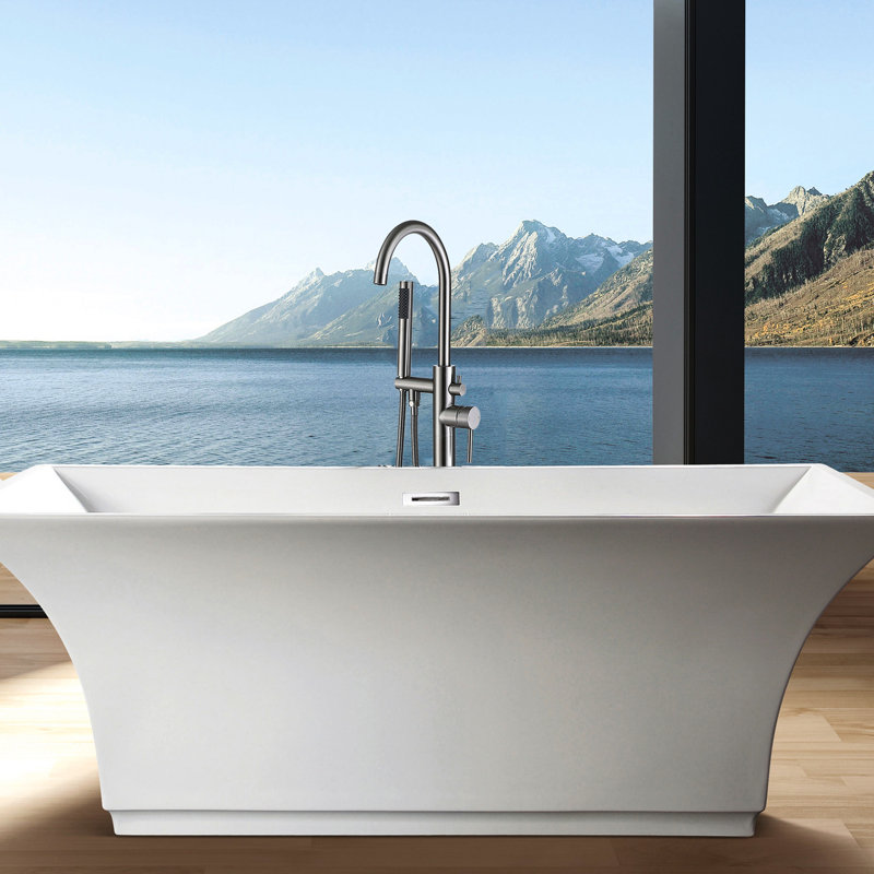 Robinet de baignoire en nickel brossé avec douche à main - Améliore l'esthétique de la salle de bain