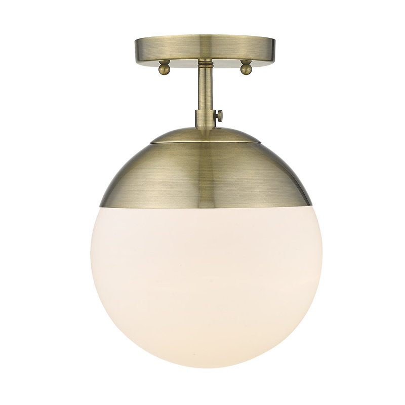 Martina Glass Semi Flush Mount, Aged Brass, Aged Brass