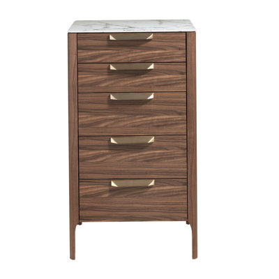 Walnut chiffonier with marble-look top