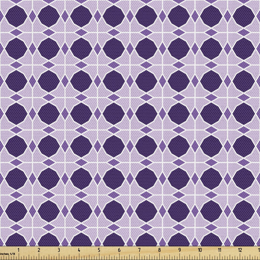 Gewebe als Meterware, Lila-Ton Geometric Grid, Ethnisch, Dunkel Violett Lila