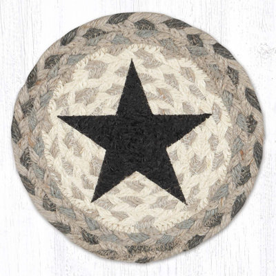  LC-890 Black Star Round Large Coaster 7"x7"