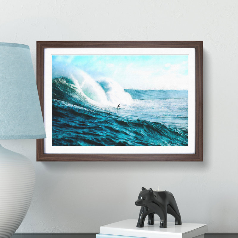 Surfs up - Picture Frame Painting Print, Walnut Framed, 24cm H x 33cm W x 2cm D