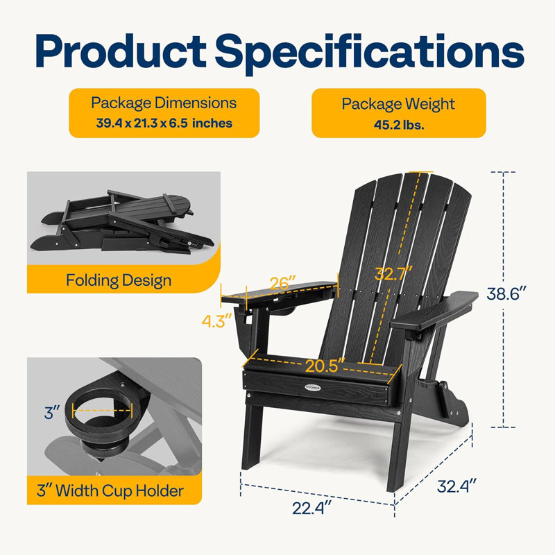 Andreiu Foldable Outdoor Adirondack Chair