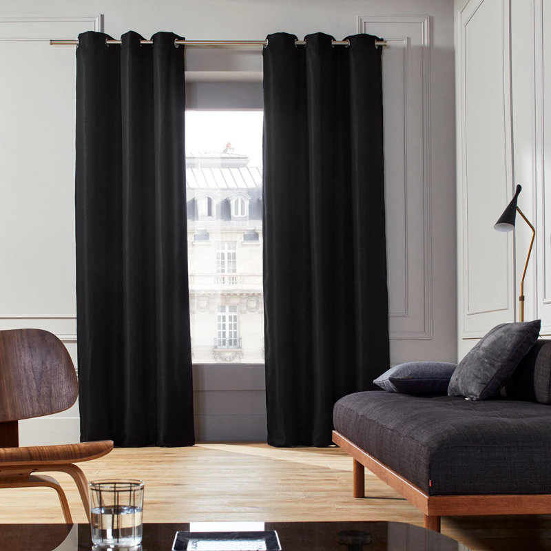 Hearns Room Darkening Single Curtain Panel, Dark Night Blue, 350 W x 277 D cm