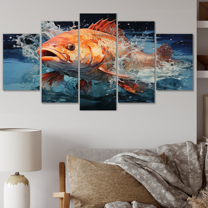 «Fishing Colorful Catch - Sports», ensemble de reproductions d'art en métal