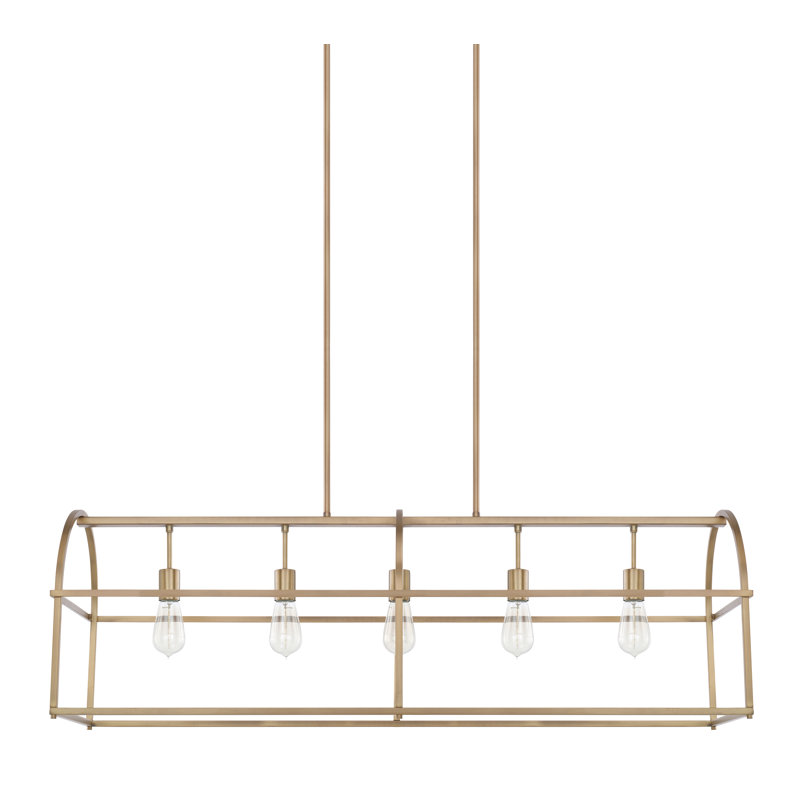 Luminaire suspendu linéaire à 5 lumières pour îlot de cuisine Bryes Hydrangea, Laiton vieilli