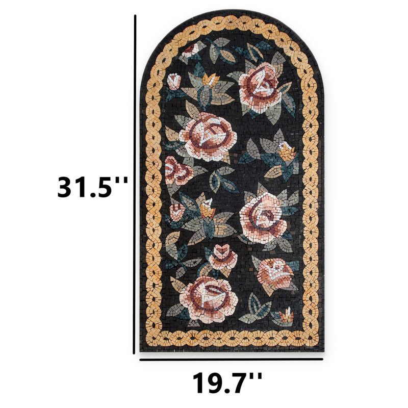 Tapis de couloir noir en mosaïque rose