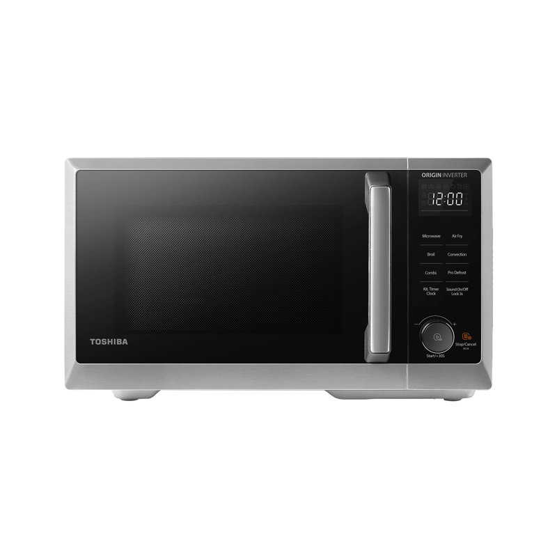 Toshiba 0.9 Cubic Feet 900 Watt Convection Countertop Microwave with Air Frying Capability, Stainless Steel