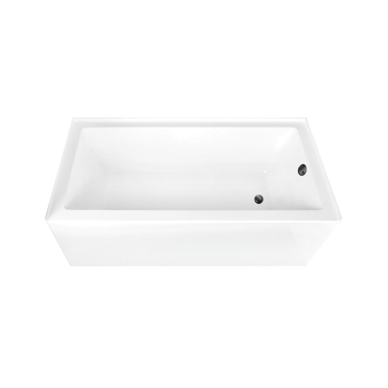 Kingston Brass Aqua Eden 66-Inch Acrylic Rectangular 3-Wall Alcove Tub, Right, Matte Black